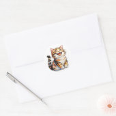 Happy Cat Ronde Sticker (Envelop)