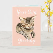 Happy Cat Spinnende gepersonaliseerd Kaart (Gele Bloem)