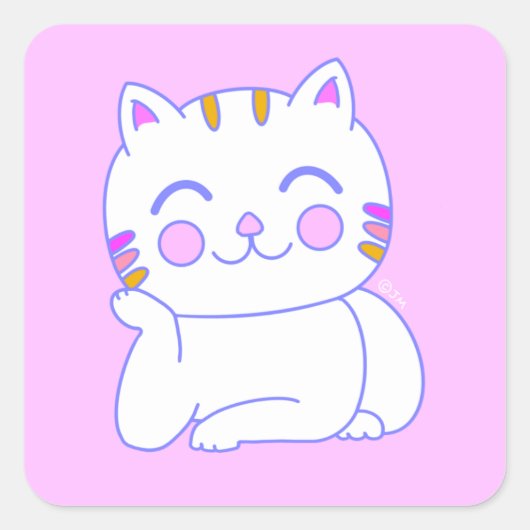 Happy Cat Square Stickers (Voorkant)