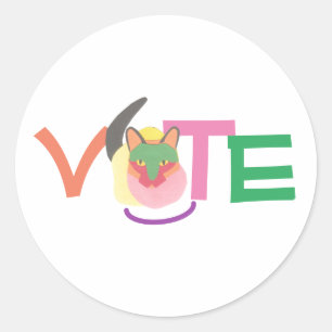 Happy Cat Vote GOTV Button Ronde Sticker