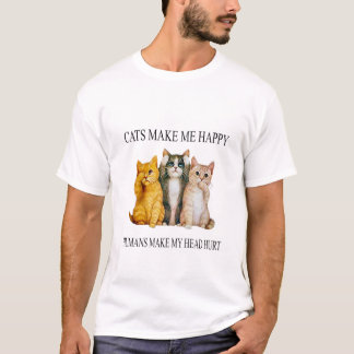 Happy Cats and Human Headaches T-Shirt Design