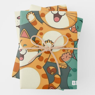 Happy Cats Anniversaire Papier d'enveloppement