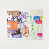 Happy Cats Tapijt - Aangepaste Tekst Wandkleed (Voorkant (horizontaal))