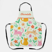 Happy Cats with Orange Red peach flowers name Schort (Voorkant)
