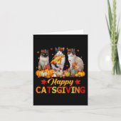Happy Catsgiving Siamese Cat Autumn Herfst Vibes T Kaart (Voorkant)