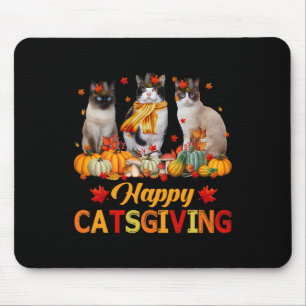 Happy Catsgiving Siamese Cat Autumn Herfst Vibes T Muismat