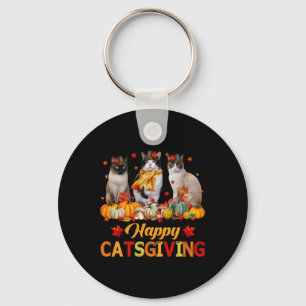Happy Catsgiving Siamese Cat Autumn Herfst Vibes T Sleutelhanger