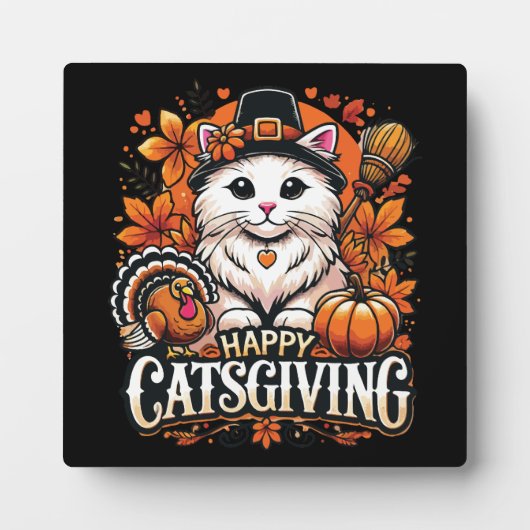 Happy Catsgiving – Thanksgiving Kattenfeest Fotoplaat (Voorkant)