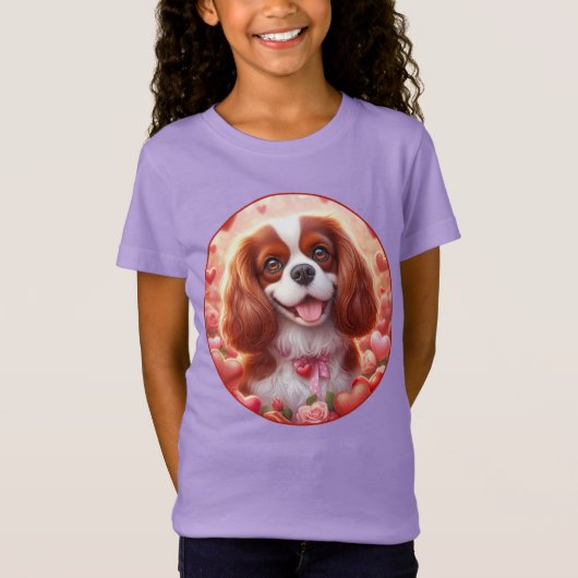 Happy Cavalier Puppy Hart T-Shirt Hershey Pup (Voorkant)