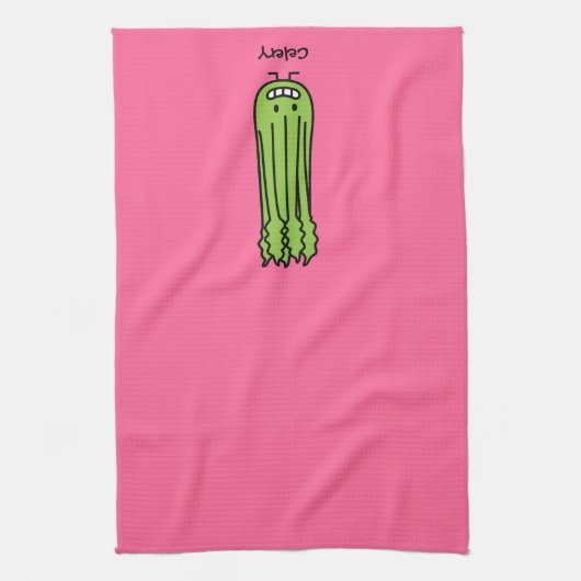 Happy Celery Stalk Bunch green fibre Theedoek (Verticaal)