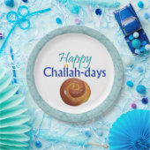 Happy Challah-Days Aqua Brocade Paper Bord (Feest)