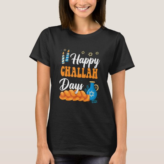Happy Challah Days Hanukkah Jewish Festival Commem T-shirt (Voorkant)