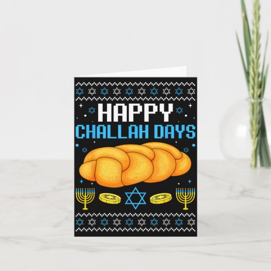 Happy Challah Days Ugly Christmas Hanukkah Kaart (Voorkant)