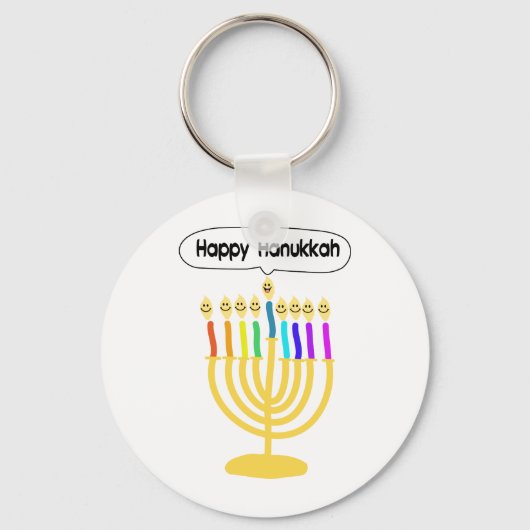 Happy Channukah Menora / Chanukia Sleutelhanger (Voorkant)
