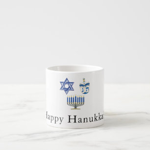 Happy Chanoeka Blauw & Wit Espresso Kop