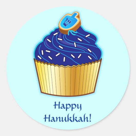 Happy Chanoeka: Cupcake met koekje Ronde Sticker (Voorkant)