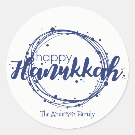 Happy Chanoeka Sneeuwbellen Sticker Gift Label (Voorkant)