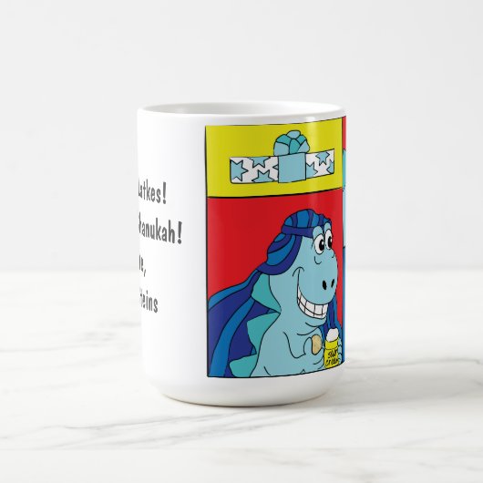 Happy Chanukah/Hanukkah Dinosaur Latke Mok (Center)