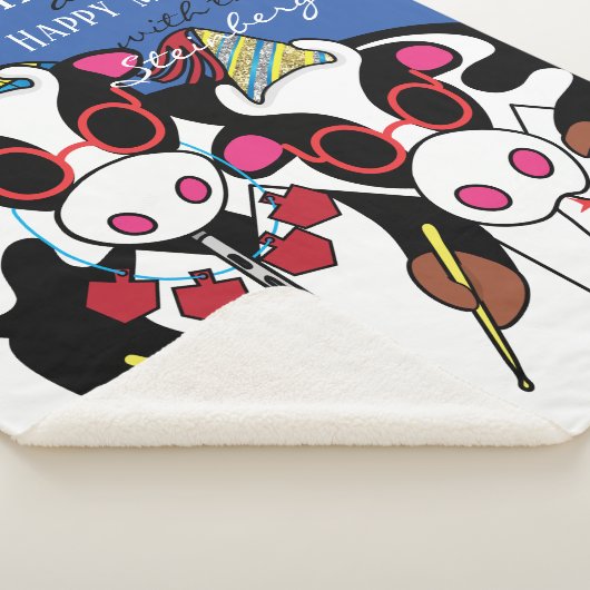 Happy Chanukah Moo Sherpa Blanket/Medium Sherpa Deken (3/4)