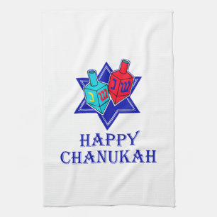 Happy Chanukah Star en Dreidel Theedoek