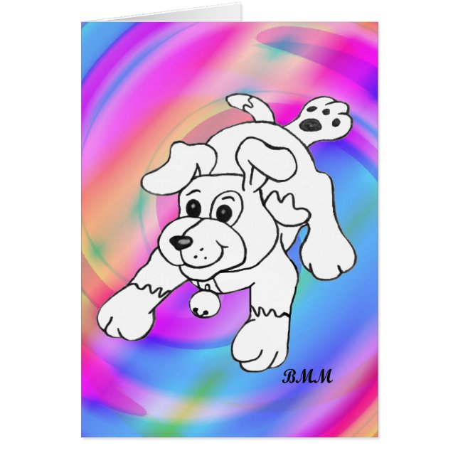 Happy Charcoal Pencil Dog Lineart Tekening (Voorkant)