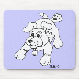 Happy Charcoal Pencil Dog Lineart Tekening Muismat