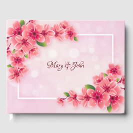 Happy charry roze bruiloft gastenboek