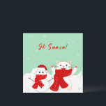 Happy Chat Avec Snowman | Carte à plat de Noël<br><div class="desc">Happy Cat With Snowman - une jolie carte de Noël plate pour vous. Vous pouvez modifier le texte simplement en cliquant sur le bouton "Personnaliser". Selon votre demande,  vous pouvez utiliser cette carte numériquement,  l'imprimer ou les deux méthodes. Bonne journée,  mon ami !</div>