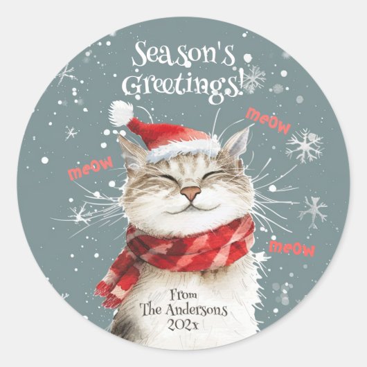 Happy Chat Meow Sticker de Noël (Devant)