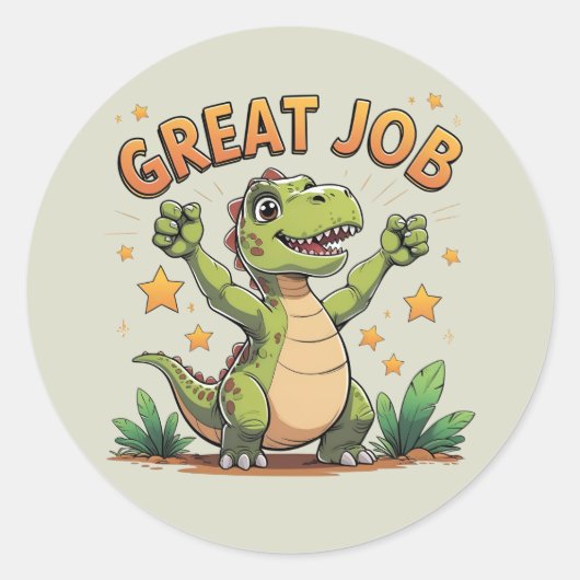 Happy Cheering Dinosaur Sticker | Great Job! (Devant)