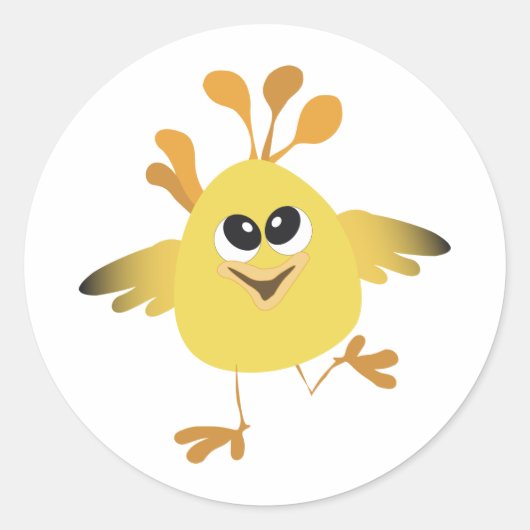 Happy Chick Ronde Sticker (Voorkant)
