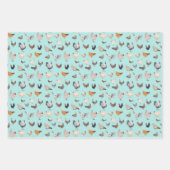 Happy Chickens Wrapping Paper Flat Sheet set van 3 (Voorkant 3)