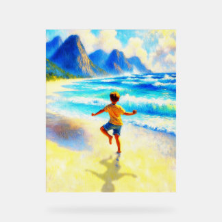Happy Child Freedom Dance op het strand Acryl Bord