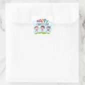 Happy Childrens Dag Vierkante Sticker (Tas)