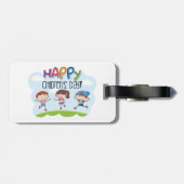 Happy Childrens Day Kids Celebration Bagagelabel (Achterkant horizontaal)