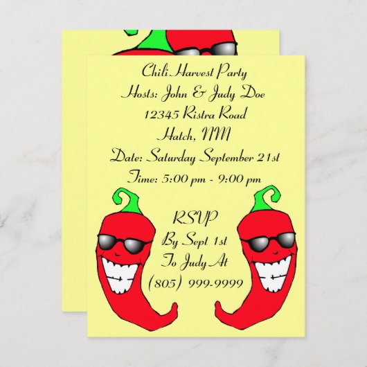 Happy Chiles Pepper Ristra PARTIJ INVITATION Kaart (Voorkant / Achterkant)