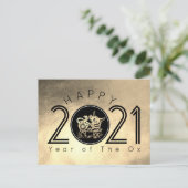 Happy Chinese Metal Ox Nieuwjaar 2021 HpostC Feestdagenkaart (Staand voorkant)