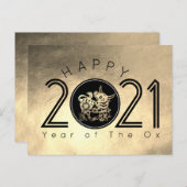 Happy Chinese Metal Ox Nieuwjaar 2021 HpostC Feestdagenkaart (Voorkant / Achterkant)