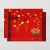 Happy Chinese Rabbit New Year 2023 Blossom HPostC Feestdagenkaart (Voorkant / Achterkant)
