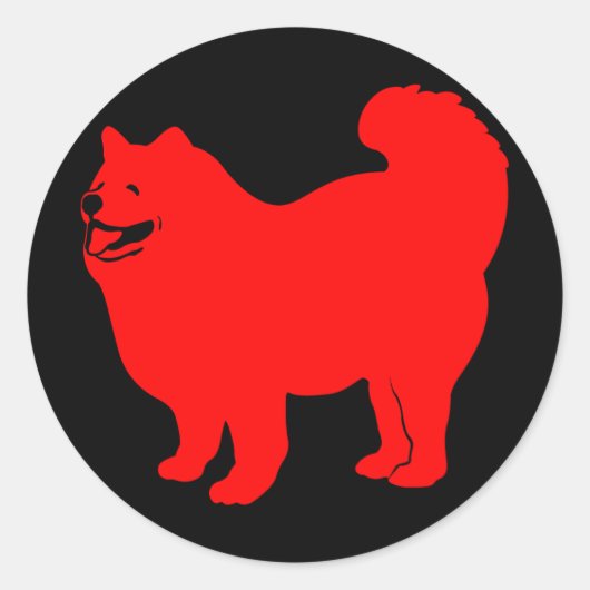 Happy Chow (rood) Ronde Sticker (Voorkant)