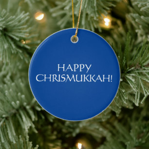 Happy Chrismukkah blue kerstjewish Holiday Keramisch Ornament