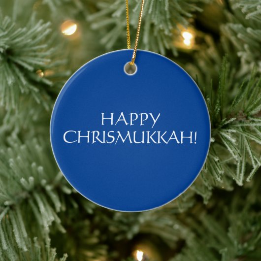 Happy Chrismukkah blue kerstjewish Holiday Keramisch Ornament (Boom)