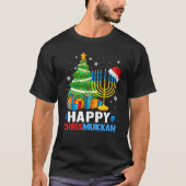 Happy Chrismukkah Christmas Tree Menorah Chanukah T-shirt (Voorkant)