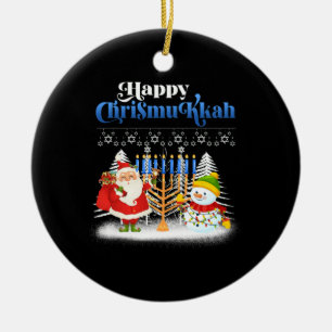 Happy Chrismukkah Funny Hanukkah Kerstjood Keramisch Ornament