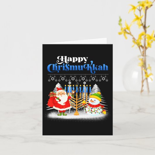 Happy Chrismukkah Jewish Christmas Hanukkah Kaart (Gele Bloem)