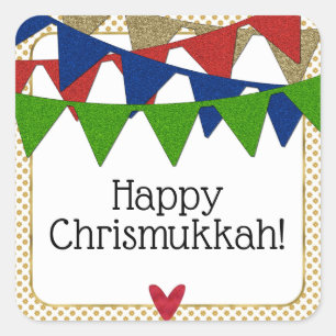 Happy Chrismukkah Kerstmis en Hanukkah Vierkante Sticker