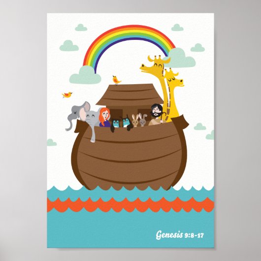 Happy Christian Kids Poster Bible Story Noah’s Ark (Devant)