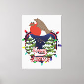 Happy Christmas cartoon Robin logo Canvas Afdruk (Voorkant)