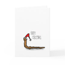Happy Christmas cartoon worm in een kerst pet