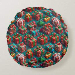 Happy Christmas gewikkeld geschenken 10 - Ronde Ku Rond Kussen